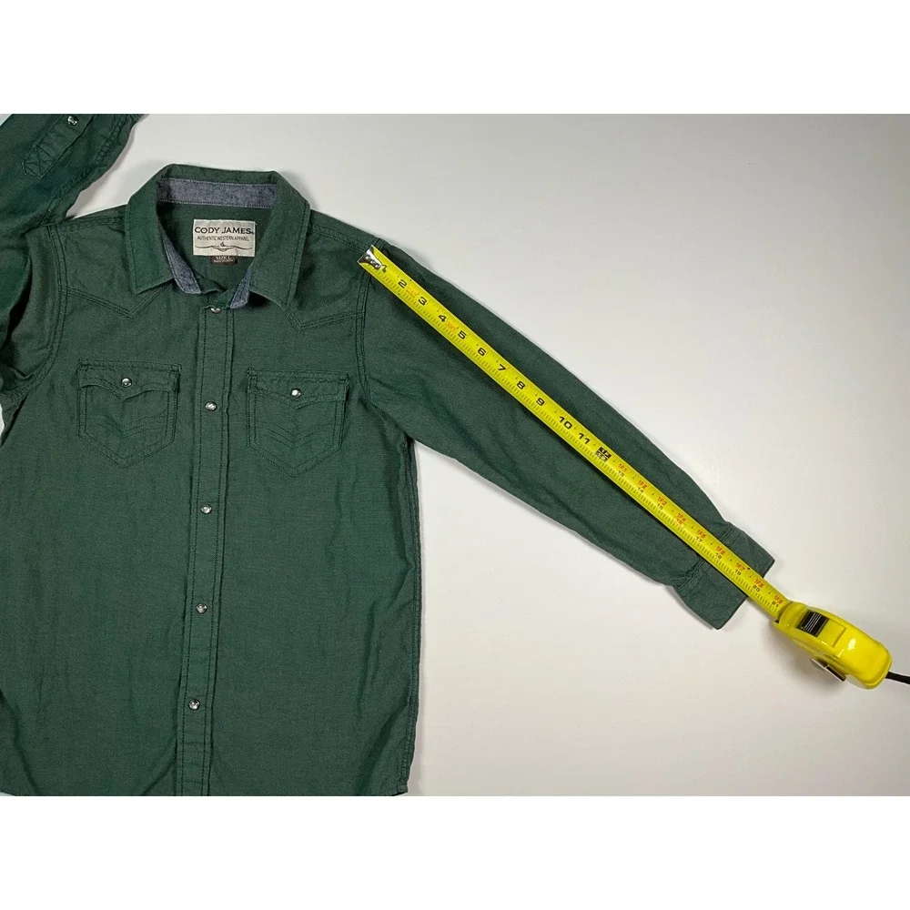 Cody James Boys' Forest Green Cotton Long Sleeve Snap Button Shirt Size Large